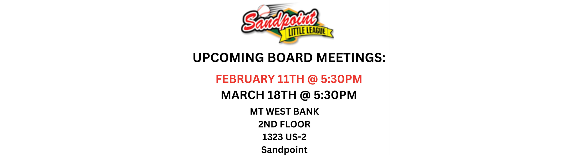 UPCOMING BOARD MEETINGS